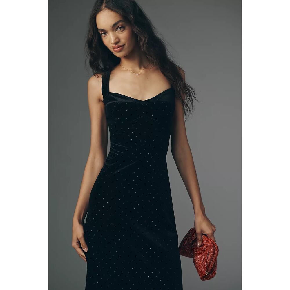 NWT Anthropologie Maeve Jocelyn Velvet Diamonte Midi Dress size Small